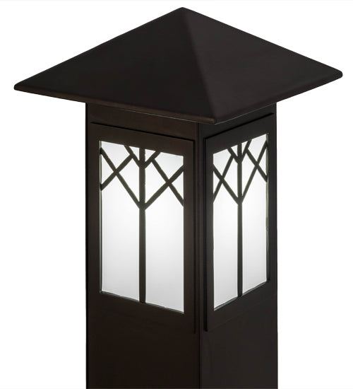 Meyda Lighting Cumberland 48"H x 17"W Exterior Oil Rubbed Bronze Bollard Outdoor Pier Mount Light With White Statuario Idalight Shade Glass