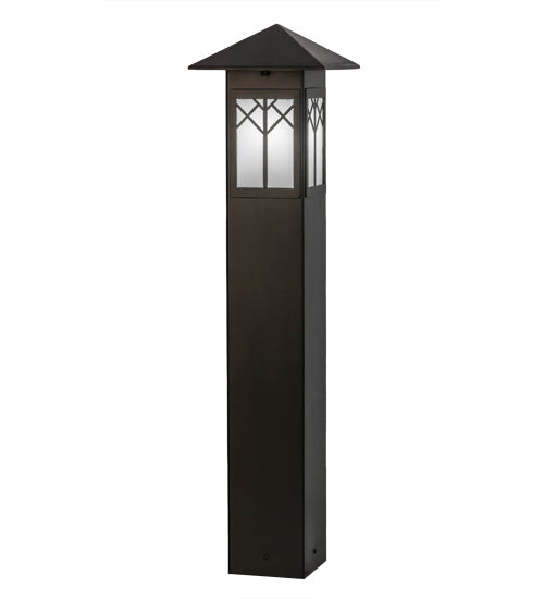 Meyda Lighting Cumberland 48"H x 17"W Exterior Oil Rubbed Bronze Bollard Outdoor Pier Mount Light With White Statuario Idalight Shade Glass