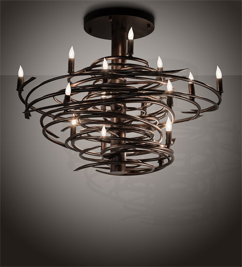 Meyda Lighting Cyclone 36" 15-Light Mahogany Bronze Chandelier