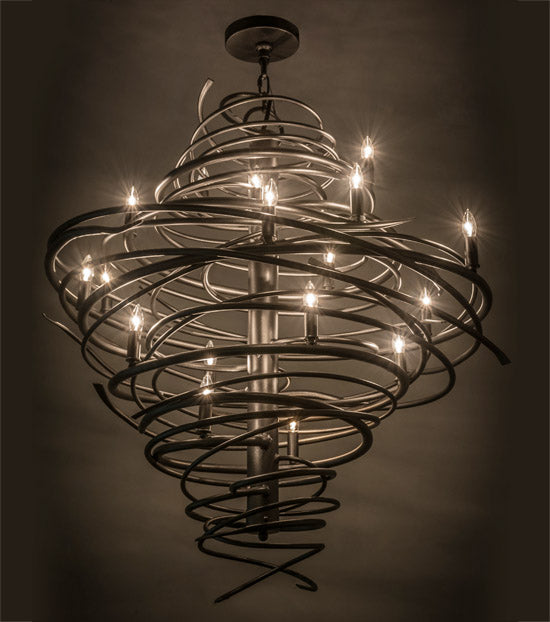 Meyda Lighting Cyclone 36" 18-Light Pewter Chandelier With Faux Candlelight