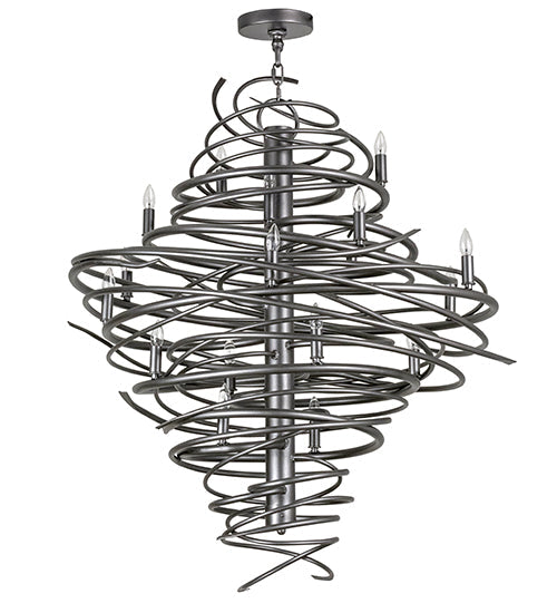 Meyda Lighting Cyclone 36" 18-Light Pewter Chandelier With Faux Candlelight