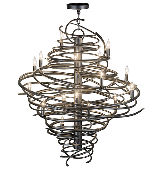 Meyda Lighting Cyclone 36" 18-Light Pewter Chandelier With Faux Candlelight