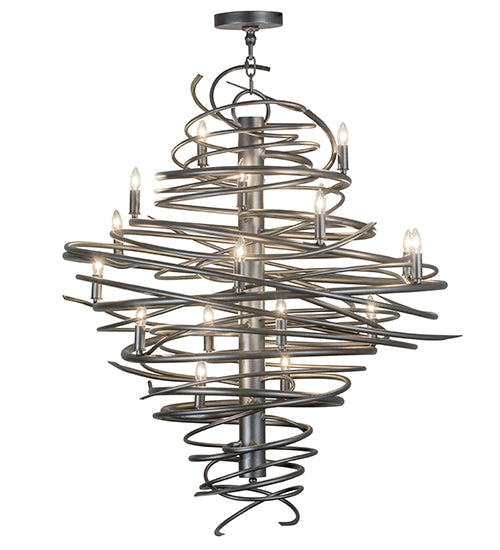 Meyda Lighting Cyclone 36" 18-Light Pewter Chandelier With Faux Candlelight