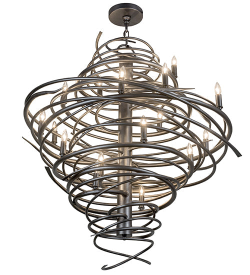 Meyda Lighting Cyclone 36" 18-Light Pewter Chandelier With Faux Candlelight