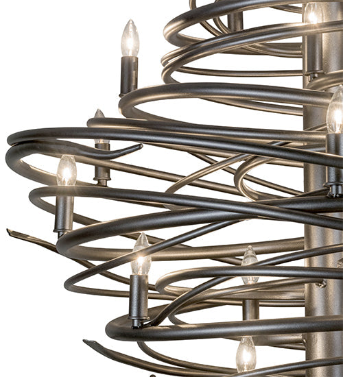 Meyda Lighting Cyclone 36" 18-Light Pewter Chandelier With Faux Candlelight