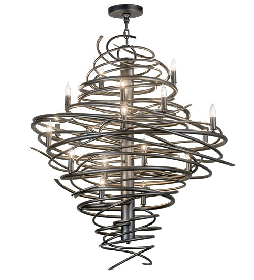 Meyda Lighting Cyclone 36" 18-Light Pewter Chandelier With Faux Candlelight