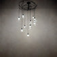 Meyda Lighting Cyclone 55" 10-Light Solar Black Cascading Pendant Light With Clear Shade Glass