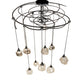 Meyda Lighting Cyclone 55" 10-Light Solar Black Cascading Pendant Light With Clear Shade Glass