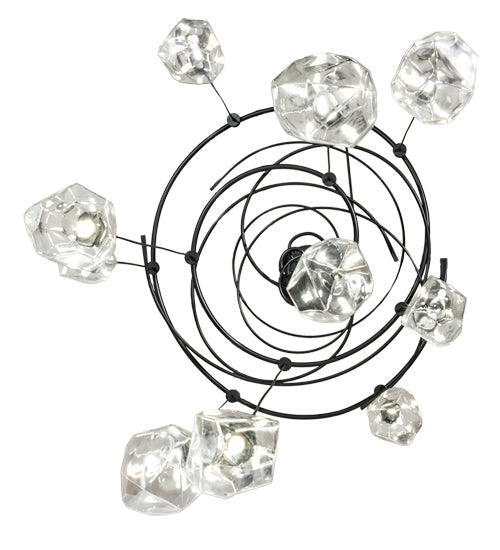 Meyda Lighting Cyclone 55" 10-Light Solar Black Cascading Pendant Light With Clear Shade Glass