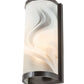 Meyda Lighting Cylinder 6" Craftsman Brown Blanco Swirl Wall Sconce With White Fused Shade Glass