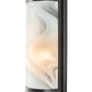 Meyda Lighting Cylinder 6" Craftsman Brown Blanco Swirl Wall Sconce With White Fused Shade Glass