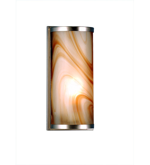 Meyda Lighting Cylinder 6" Nickel Cognac Swirl Wall Sconce With Amber Fused Shade Glass