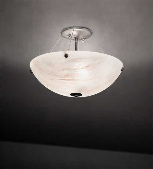 Meyda Lighting Cypola 15" 2-Light Brushed Nickel Flush Mount Light With White Angelwing Idalight Shade