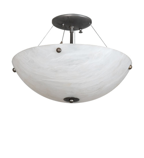 Meyda Lighting Cypola 15" 2-Light Brushed Nickel Flush Mount Light With White Angelwing Idalight Shade