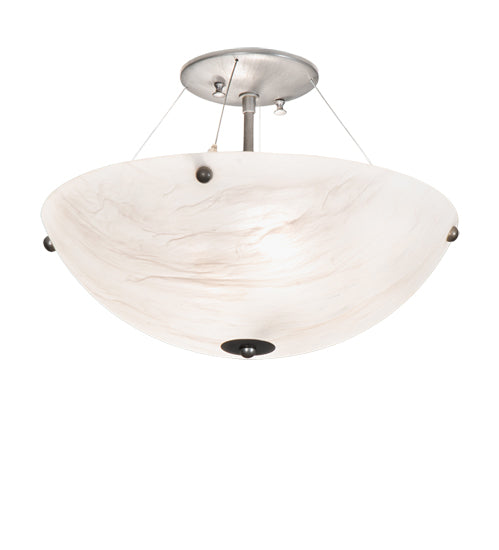 Meyda Lighting Cypola 15" 2-Light Brushed Nickel Flush Mount Light With White Angelwing Idalight Shade