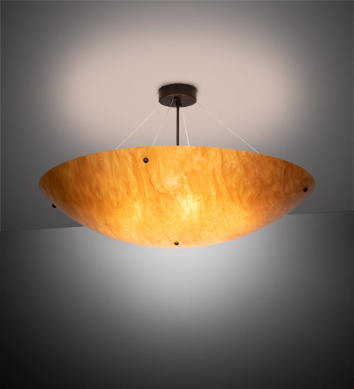 Meyda Lighting Cypola 214541 36" 6-Light Mahogany Bronze Inverted Pendant Light With Ambra Siena Idalight Shade