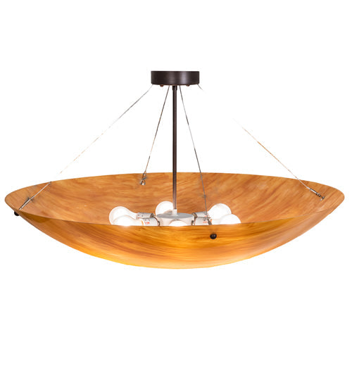 Meyda Lighting Cypola 214541 36" 6-Light Mahogany Bronze Inverted Pendant Light With Ambra Siena Idalight Shade