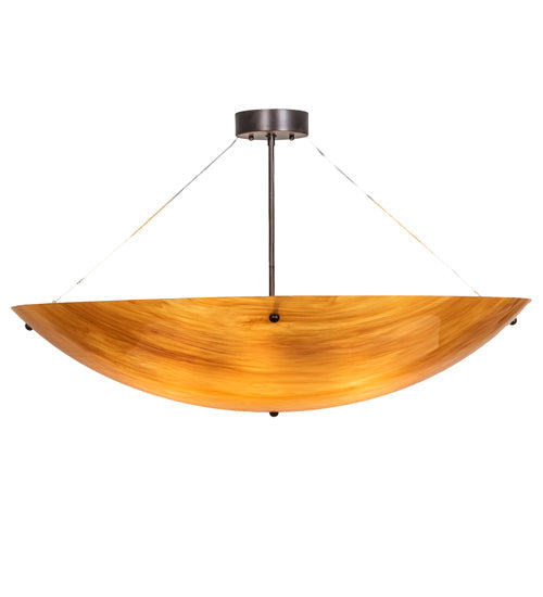 Meyda Lighting Cypola 214541 36" 6-Light Mahogany Bronze Inverted Pendant Light With Ambra Siena Idalight Shade