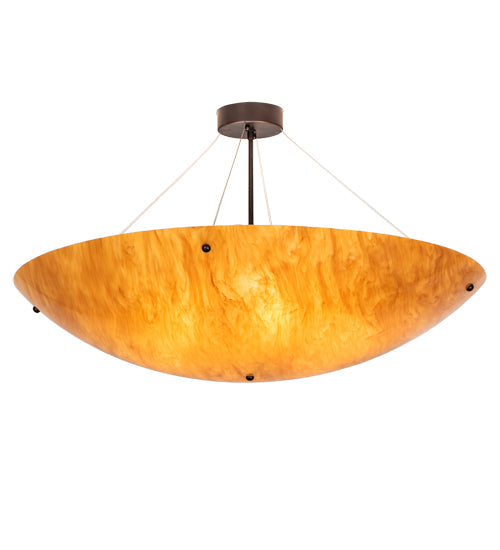 Meyda Lighting Cypola 214541 36" 6-Light Mahogany Bronze Inverted Pendant Light With Ambra Siena Idalight Shade