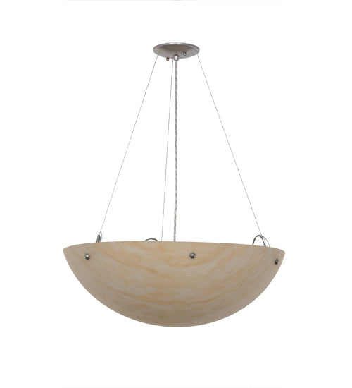 Meyda Lighting Cypola 24" 3-Light Brushed Nickel Inverted Pendant Light With Beige Sahara Taupe Idalight Shade