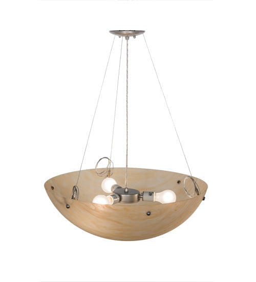 Meyda Lighting Cypola 24" 3-Light Brushed Nickel Inverted Pendant Light With Beige Sahara Taupe Idalight Shade