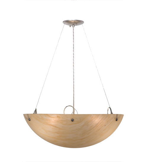Meyda Lighting Cypola 24" 3-Light Brushed Nickel Inverted Pendant Light With Beige Sahara Taupe Idalight Shade