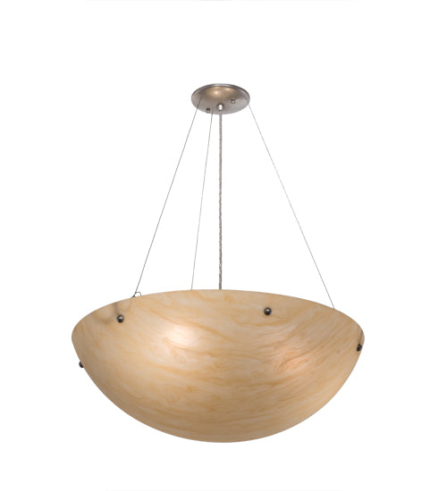 Meyda Lighting Cypola 24" 3-Light Brushed Nickel Inverted Pendant Light With Beige Sahara Taupe Idalight Shade