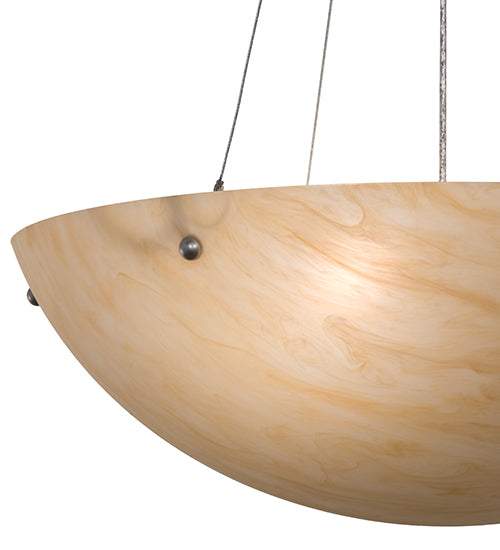 Meyda Lighting Cypola 24" 3-Light Brushed Nickel Inverted Pendant Light With Beige Sahara Taupe Idalight Shade
