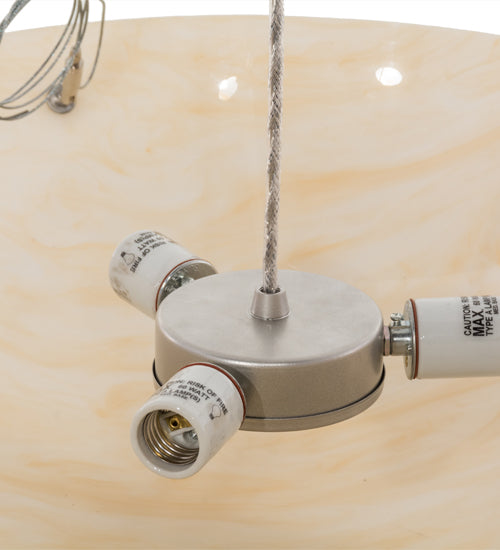 Meyda Lighting Cypola 24" 3-Light Brushed Nickel Inverted Pendant Light With Beige Sahara Taupe Idalight Shade