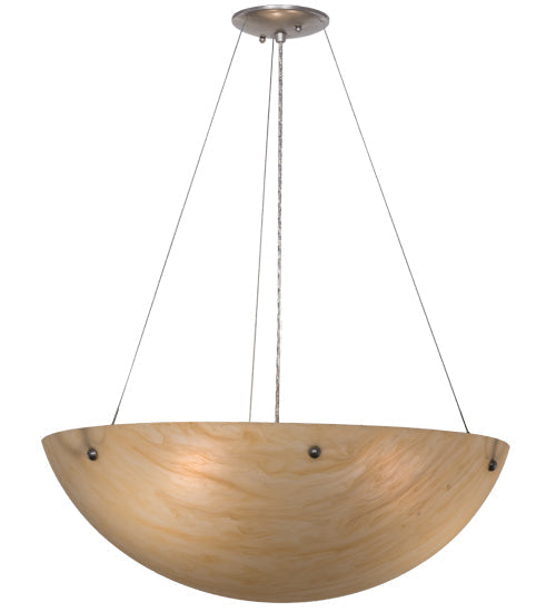 Meyda Lighting Cypola 24" 3-Light Brushed Nickel Inverted Pendant Light With Beige Sahara Taupe Idalight Shade