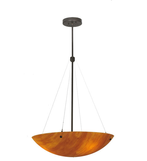 Meyda Lighting Cypola 24" 3-Light Timeless Bronze Inverted Pendant Light With Ambra Siena Idalight Shade