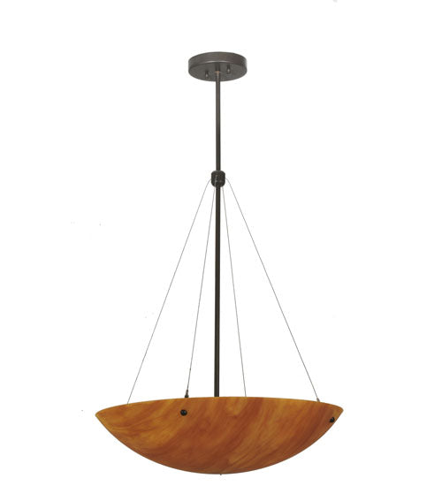 Meyda Lighting Cypola 24" 3-Light Timeless Bronze Inverted Pendant Light With Ambra Siena Idalight Shade
