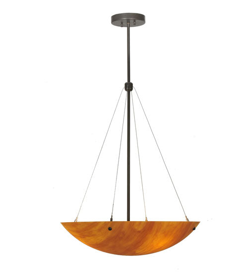 Meyda Lighting Cypola 24" 3-Light Timeless Bronze Inverted Pendant Light With Ambra Siena Idalight Shade