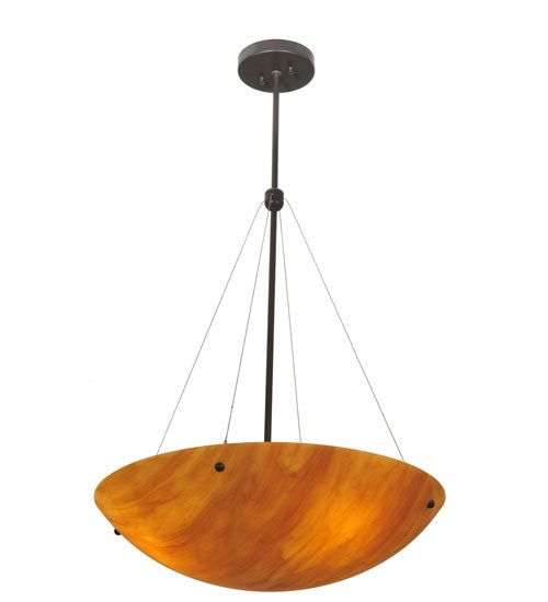 Meyda Lighting Cypola 24" 3-Light Timeless Bronze Inverted Pendant Light With Ambra Siena Idalight Shade