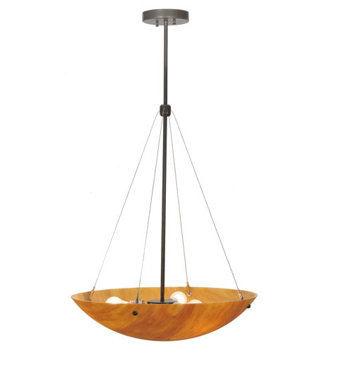Meyda Lighting Cypola 24" 3-Light Timeless Bronze Inverted Pendant Light With Ambra Siena Idalight Shade