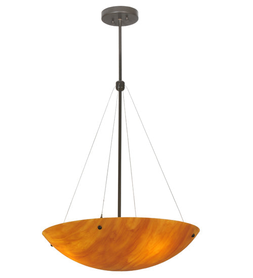 Meyda Lighting Cypola 24" 3-Light Timeless Bronze Inverted Pendant Light With Ambra Siena Idalight Shade
