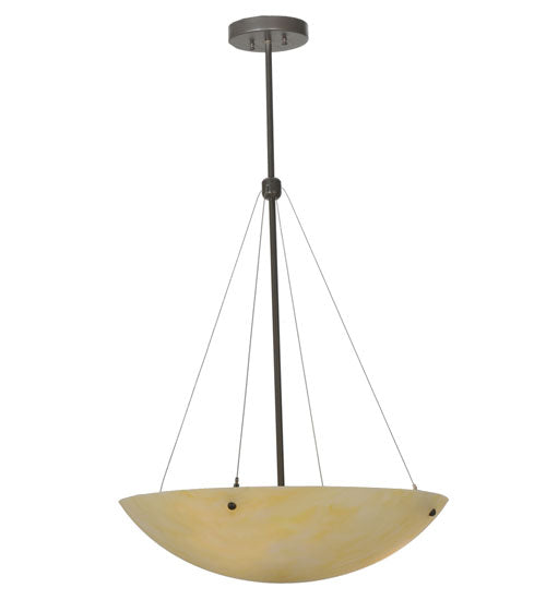 Meyda Lighting Cypola 24" 3-Light Timeless Bronze Inverted Pendant Light With Botticino Idalight Shade
