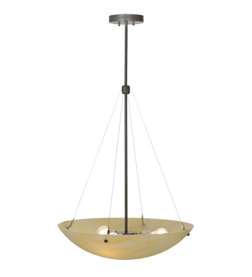 Meyda Lighting Cypola 24" 3-Light Timeless Bronze Inverted Pendant Light With Botticino Idalight Shade