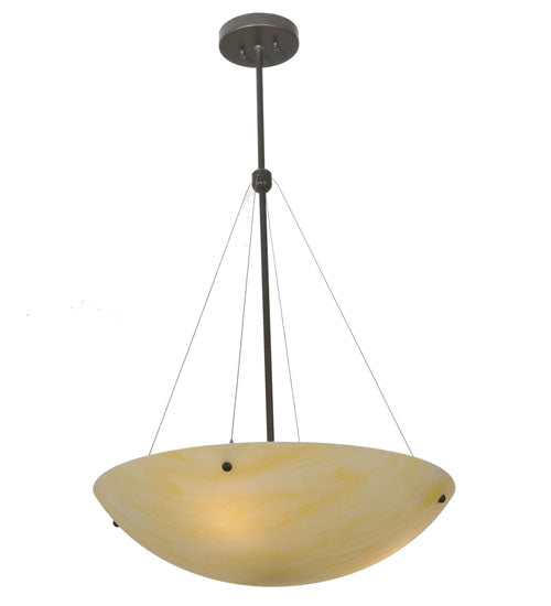 Meyda Lighting Cypola 24" 3-Light Timeless Bronze Inverted Pendant Light With Botticino Idalight Shade