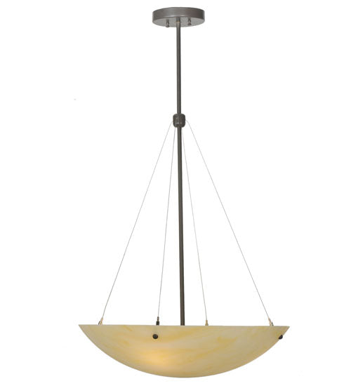 Meyda Lighting Cypola 24" 3-Light Timeless Bronze Inverted Pendant Light With Botticino Idalight Shade