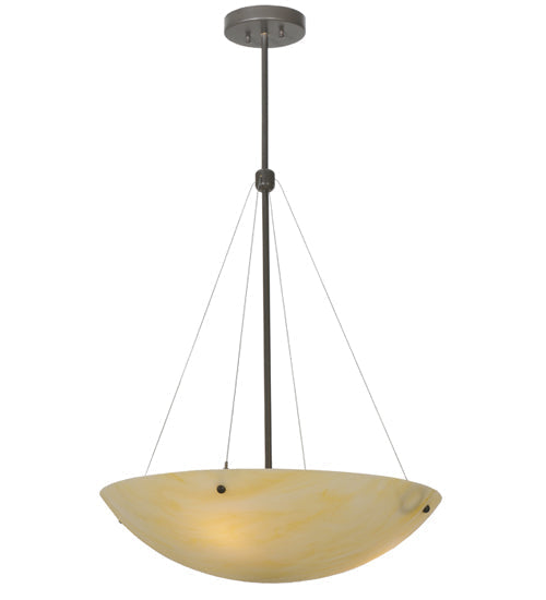 Meyda Lighting Cypola 24" 3-Light Timeless Bronze Inverted Pendant Light With Botticino Idalight Shade