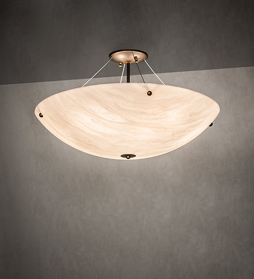 Meyda Lighting Cypola 24" 6-Light Antique Copper Semi-flush Mount Light With Beige Fleshtone Idalight Shade