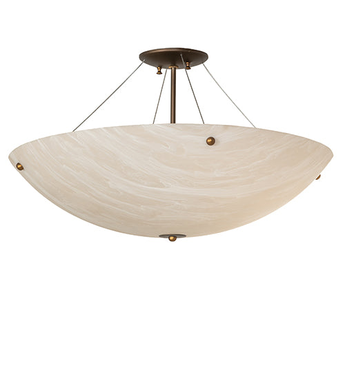 Meyda Lighting Cypola 24" 6-Light Antique Copper Semi-flush Mount Light With Beige Fleshtone Idalight Shade