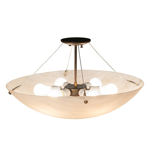 Meyda Lighting Cypola 24" 6-Light Antique Copper Semi-flush Mount Light With Beige Fleshtone Idalight Shade