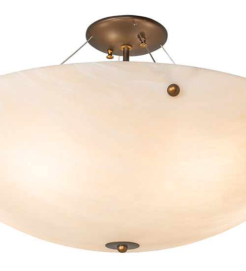 Meyda Lighting Cypola 24" 6-Light Antique Copper Semi-flush Mount Light With Beige Fleshtone Idalight Shade