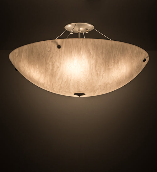 Meyda Lighting Cypola 24" 6-Light Nickel Flush Mount Light With Whitestone Idalight Shade Glass