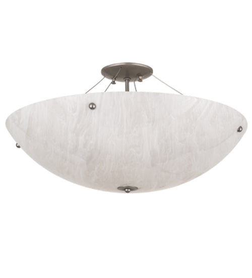Meyda Lighting Cypola 24" 6-Light Nickel Flush Mount Light With Whitestone Idalight Shade Glass