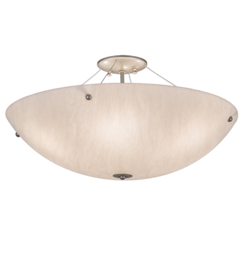 Meyda Lighting Cypola 24" 6-Light Nickel Flush Mount Light With Whitestone Idalight Shade Glass