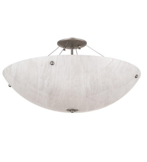 Meyda Lighting Cypola 248028 24" 6-Light Nickel Flush Mount Light With Whitestone Idalight Shade