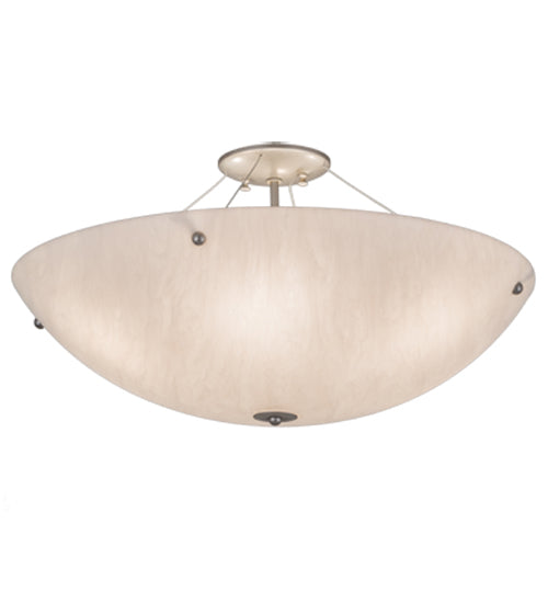 Meyda Lighting Cypola 248028 24" 6-Light Nickel Flush Mount Light With Whitestone Idalight Shade
